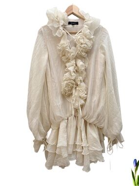 Beulah Cream Ruffled Mini Dress